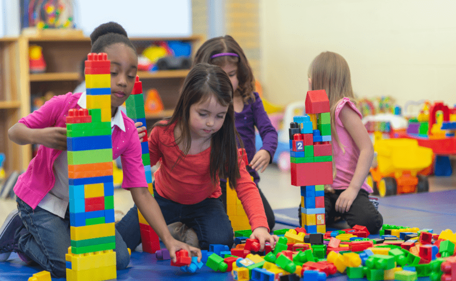 Children playing with legos