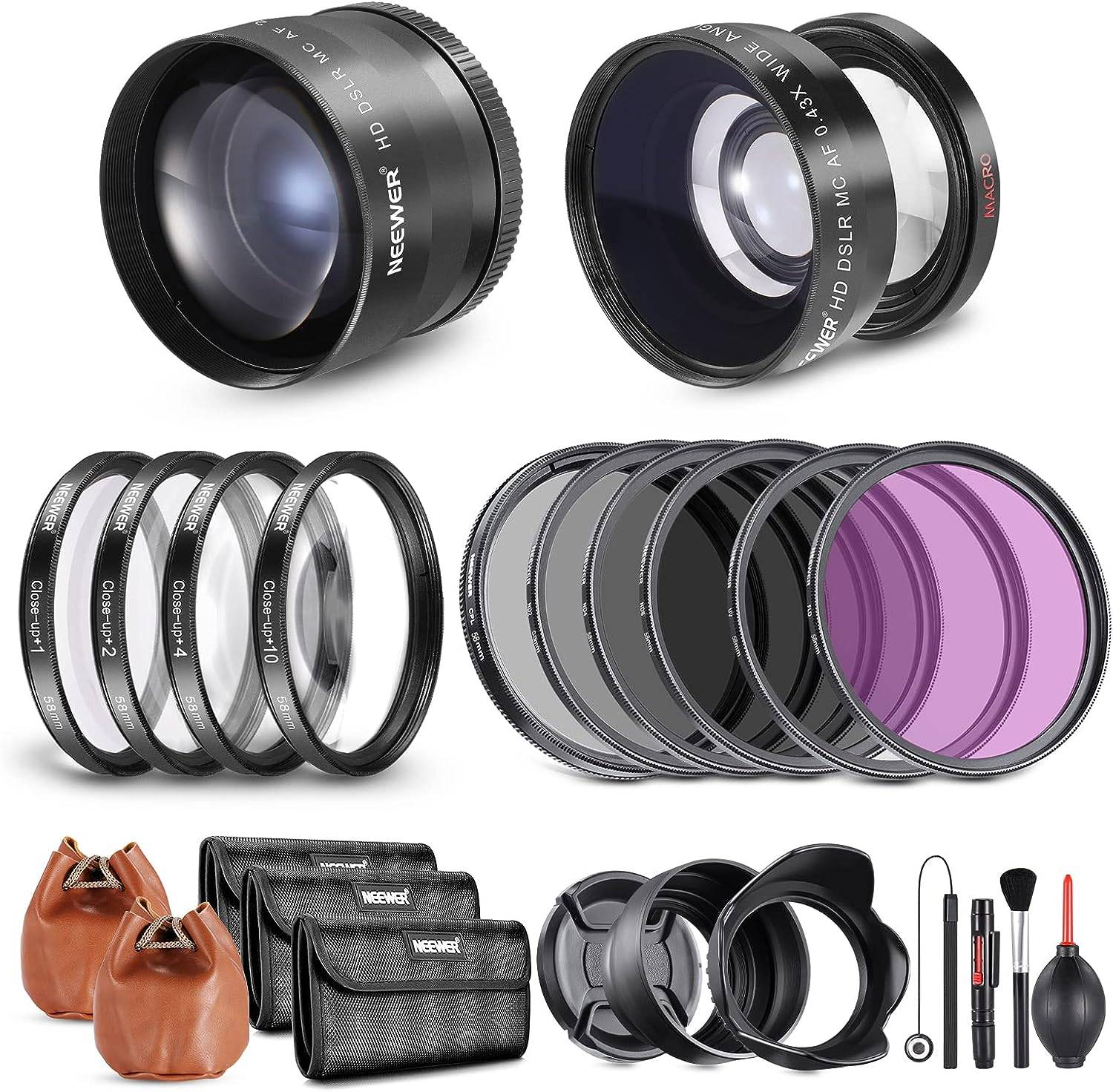 NEEWER 58mm Lens and Filter Set